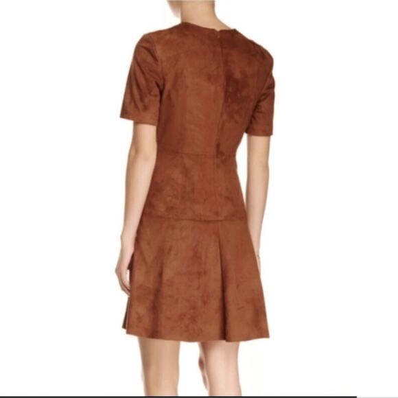 Bagatelle Brown Faux Suede Mini Dress Short Sleeve Crew Neck Fall Chic Casual S - Picture 6 of 12